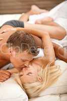 Intimate couple during sexual intercourse