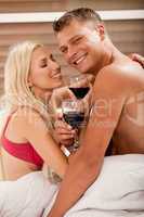 Couple sharing wine