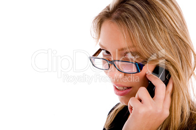 portrait of young woman talking on mobile