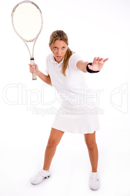 front view of young tennis player ready to play
