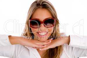 portrait of smiling young female wearing sunglasses