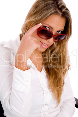 portrait of young woman wearing sunglasses