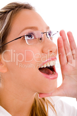 close up of shouting businesswoman