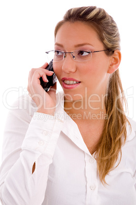 portrait of businesswoman talking on cell phone