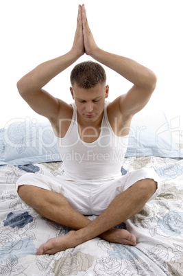 man doing meditation and feeling relax