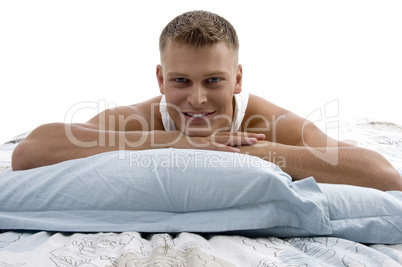 man taking rest at home and looking at camera