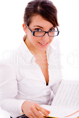 front view of smiling female student