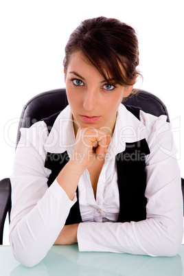 front view of serious female executive
