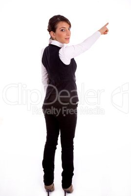 backpose of pointing businesswoman