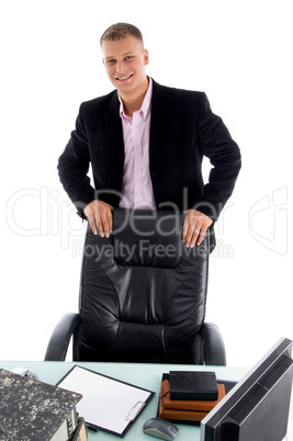 smiling businessman in workplace