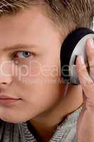 close view of man and headphone