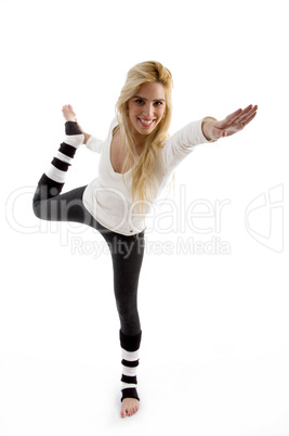 front view of happy female exercising