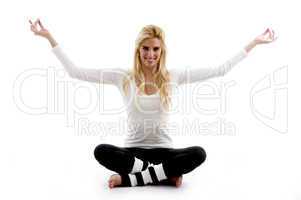 front view of woman in yoga pose