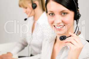 Customer service woman call center phone headset