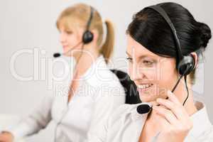 Customer service woman call center phone headset