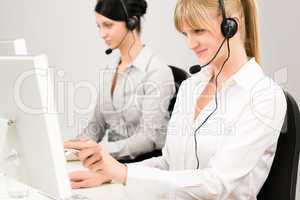 Customer service woman call center phone headset