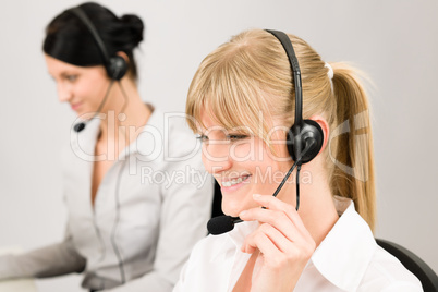 Customer service woman call center phone headset Customer service woman call center phone headset