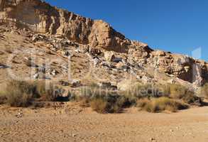 Wall of the desert canyon