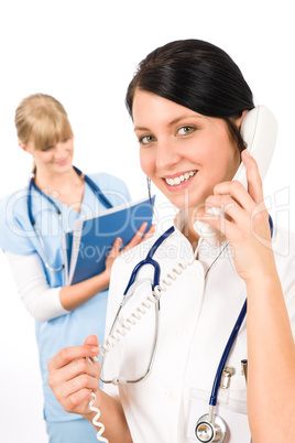 Medical team doctor young nurse female smiling