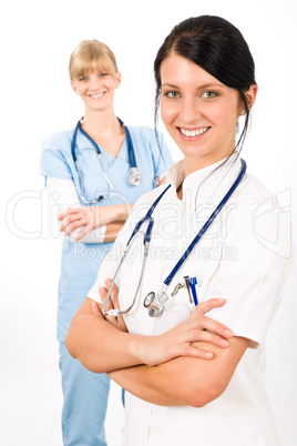 Medical team doctor young nurse female smiling