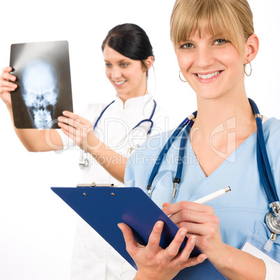 Medical team doctor young nurse female smiling