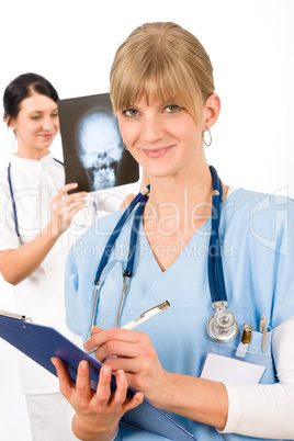 Medical team doctor young nurse female smiling