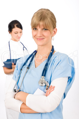 Medical team doctor young nurse female smiling