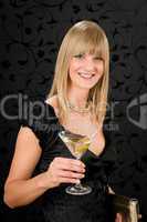 Woman party dress hold cocktail glass