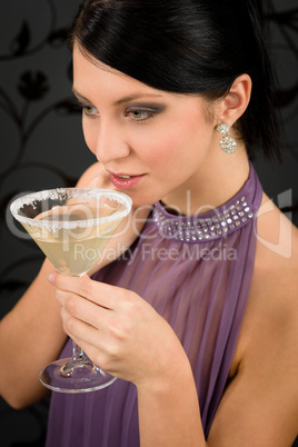 Woman party dress drink cocktail glass