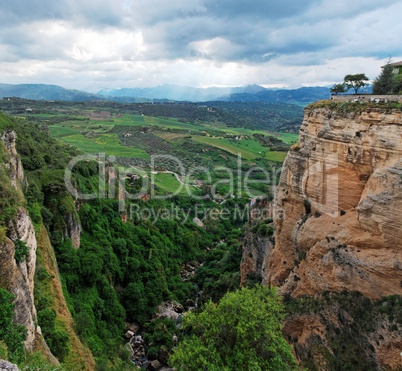 Scenic gorge in Ronda town, Andalusia, Spain