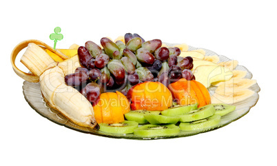 Fruit on a plate on the white background