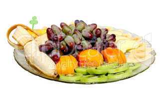 Fruit on a plate on the white background