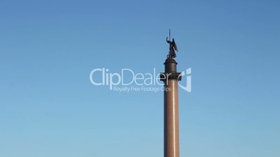 St Petersburg, The Alexander column at Palace Square in winter