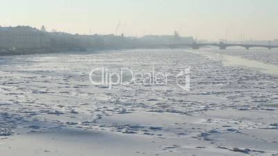 (pan) St Petersburg, Neva river in winter