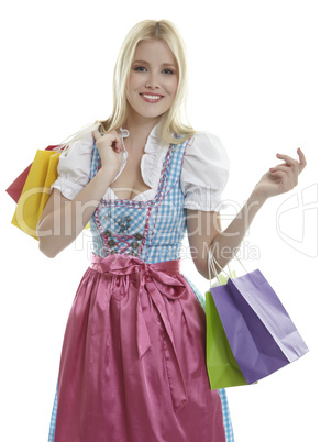 Woman in Dirndl with Shopping Bags