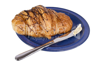 croissant on blue dish