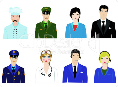 Vector icons of the people varied profession