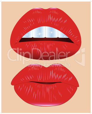Red feminine lips