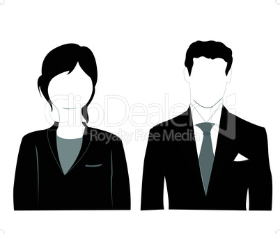 Male and feminine silhouettes on white background