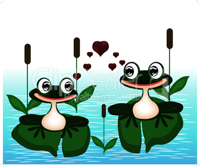 Two frogs on marsh