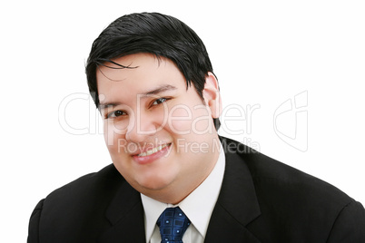 Close-up portrait of a handsome young business man on withe back