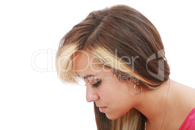 portrait of woman in sorrow having a serious thought of a proble