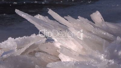 Eisschollen am Fluss