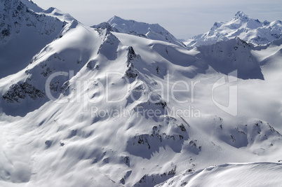 Snowy slopes of Caucasus Mountains