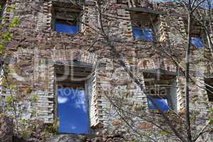 Wall of old destroyed house