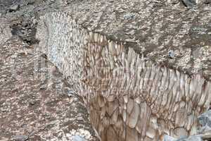 Crevasse in glacier. Close-up view.