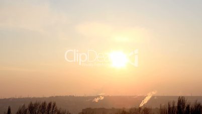 Sunset with clouds, evening (Time Lapse)