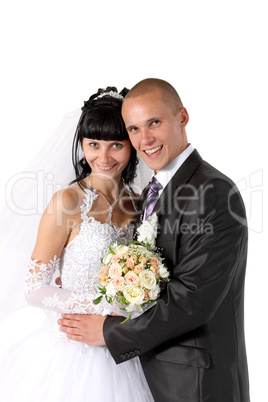 bride to the bridegroom on a white background