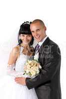 bride to the bridegroom on a white background