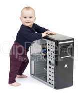 young child with open computer